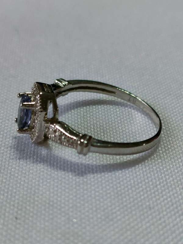 Iolite and diamond sterling silver ring -i sze - US 7 - 0.90 ct plus