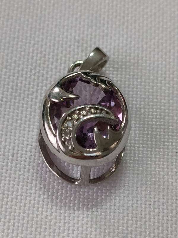 Amethyst sterling silver pendant - green - 925 stamp