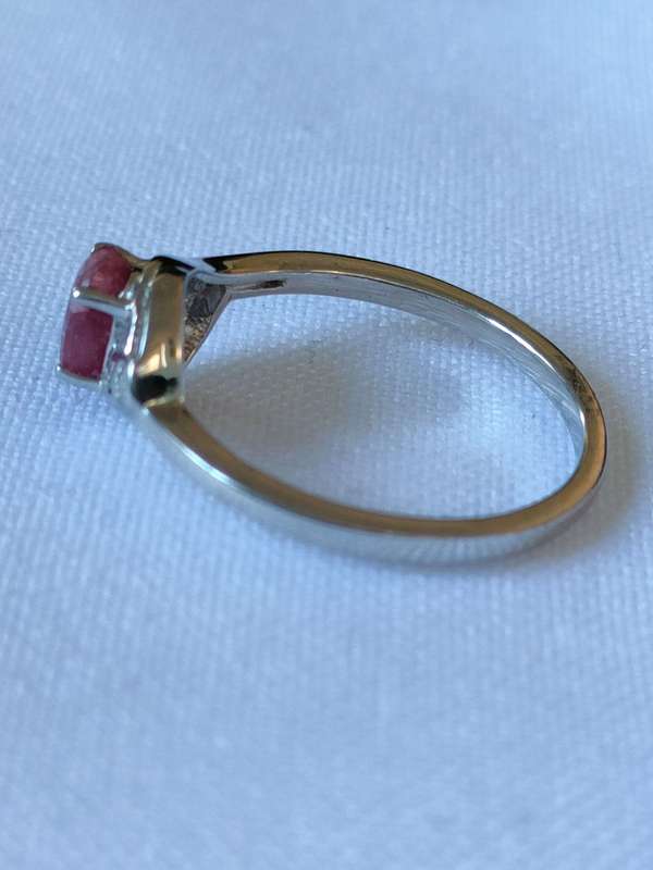 Ruby and diamond sterling silver ring - size US 7 - 0.70 ct plus - 925 stamped