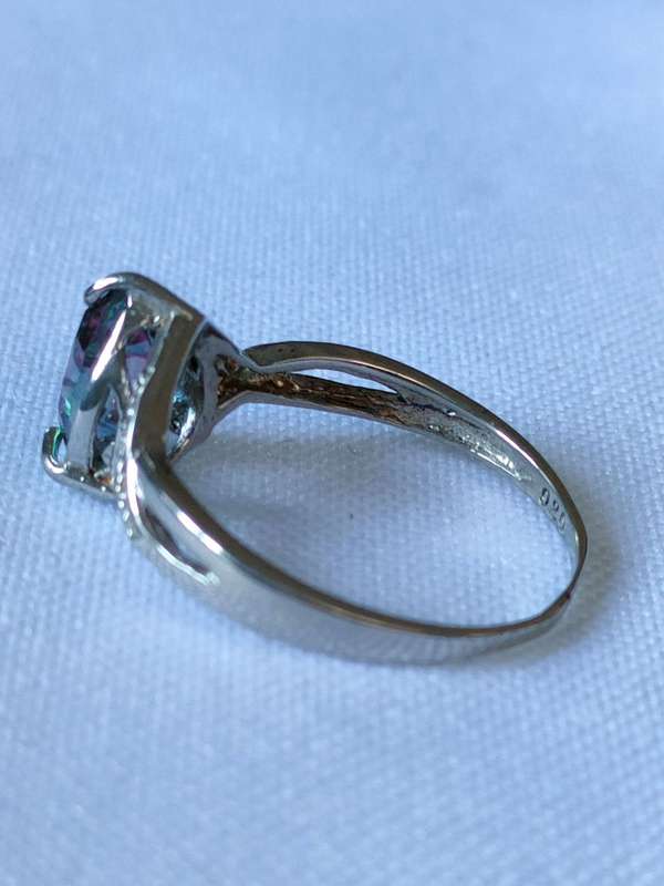 Mystic Topaz and diamond sterling silver ring -size US7 - 1.50 ct plus - 925 stamped