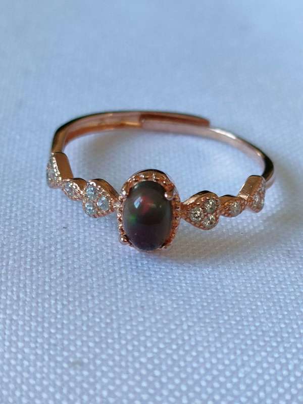 Ethiopian Opal and Topaz ring - size: adjustable - 0.80 ct - 925 stamped