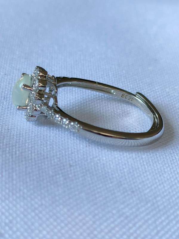Ethiopian Opal and Topaz sterling silver ring- size adjustable - 1.00 ct plus- 925 stamped