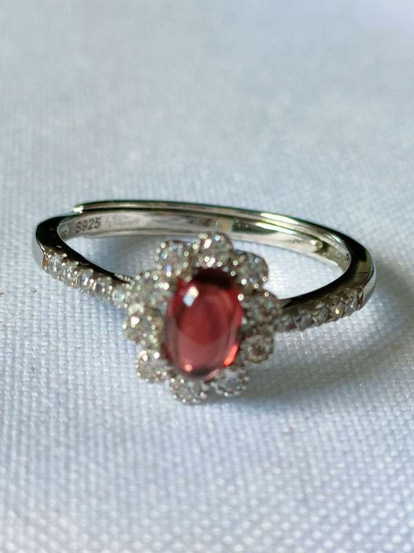 Garnet and Topaz sterling silver ring -size US 7 - 1.00ct plus - 925 stamped