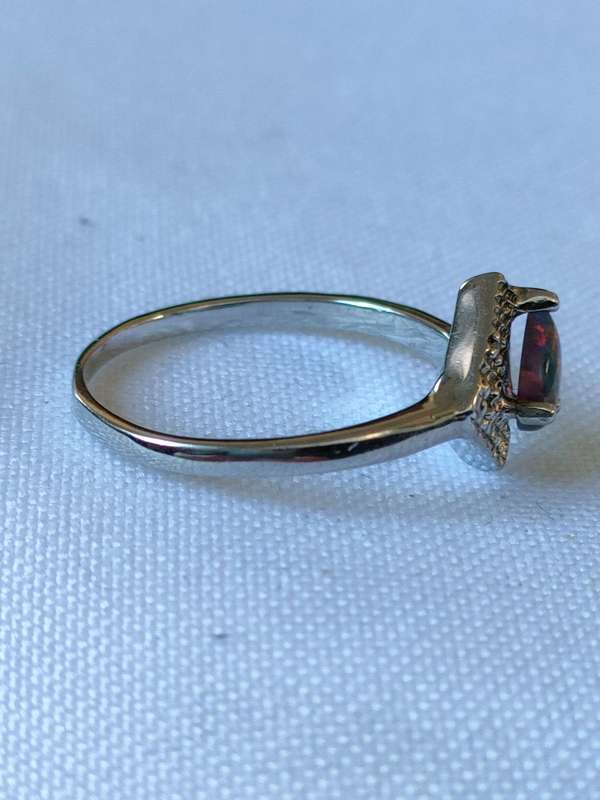 Sterling Silver Ethiopian Opal and diamond ring: Size: US 7 Weight: 1.20.ct+