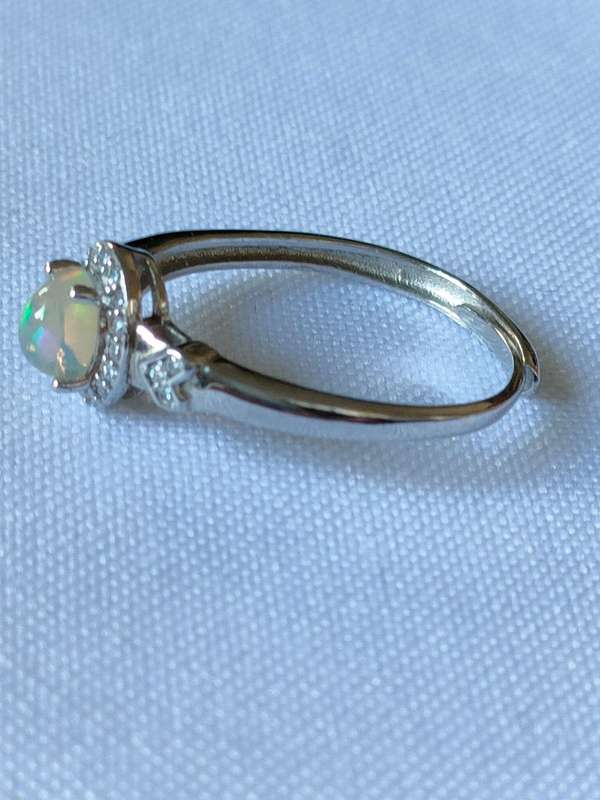 Moonstone, Topaz and diamond ring - adjustable size - naturally mined stones - 1.10 ct - 925 stamp