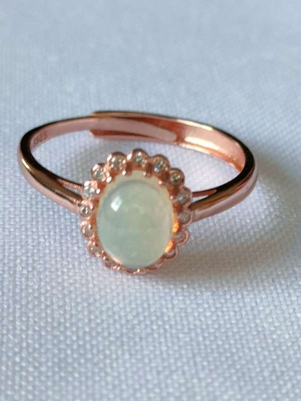 Ethiopian Opal and White Topaz in rose gold over sterling silver - adjustable size - 1 ct -925 stamp