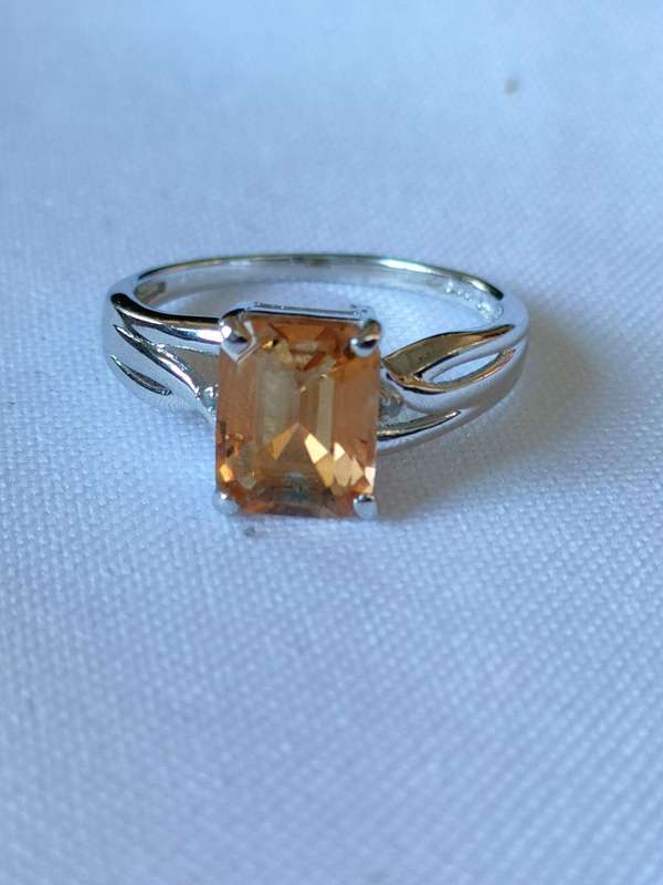 Citrine and diamond sterling silver ring: naturally mined - size US 7 - 1.50 ct - 925 stamp