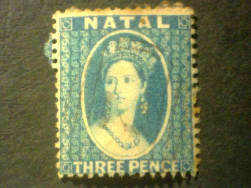 Natal Challon Head 1859 3d Blue Sg 9 No wmk .Used
