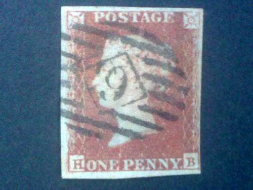 Penny Red Imperf Numeral Cancel in diamond and oval bars Fine used.