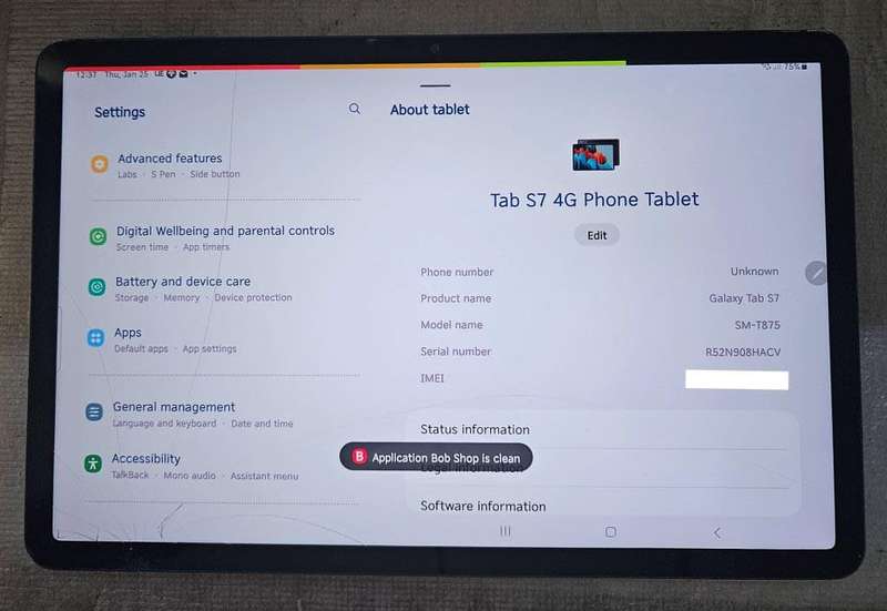 Samsung Galaxy Tab S7 128GB, 4G + Wi-Fi,  11 in. Mystic Grey READ DESCRIPTION