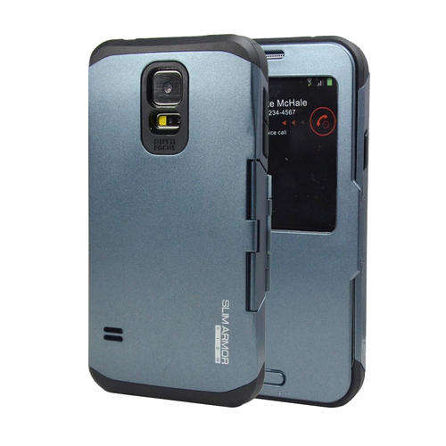 Samsung Galaxy S5 - Spigen Slim Armor S-View Case - Gunmetal