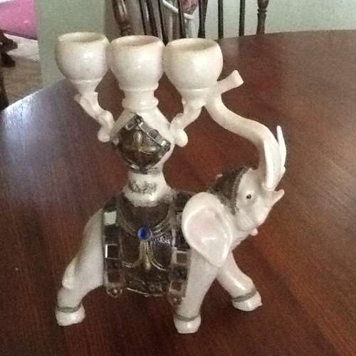 Stunning elephant highly decorated 3 candle holder