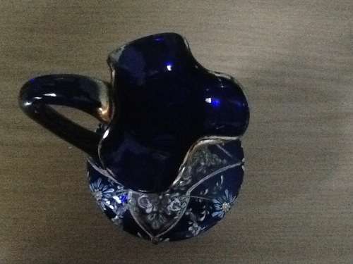 Antique small hand blown and hand decorated Italian glass vase
