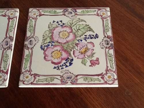 Vintage Johnson tiles with rose pattern