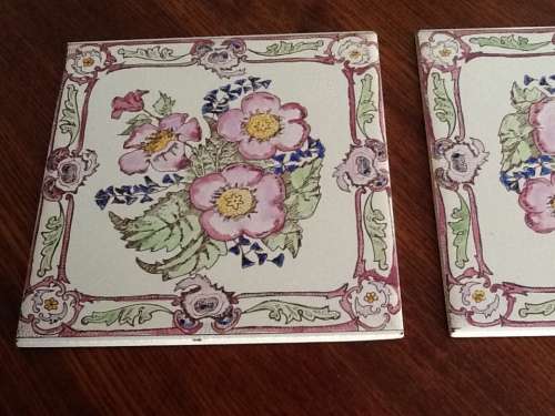 Vintage Johnson tiles with rose pattern