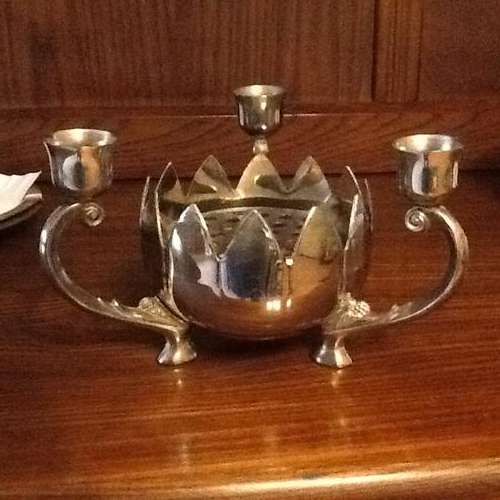 Vintage silver plated vase and candleholder combination