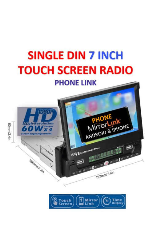 7 Inch Single BT Din BT MP5 Player with Touchscreen Car Stereo FM Radio android Mirror link