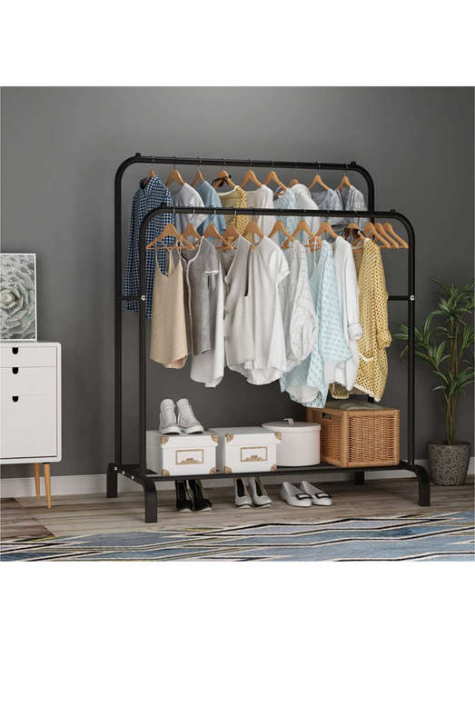 Pract Pack - Two Rail Free Standing Dry Clothes Rack for Hanging Clothes