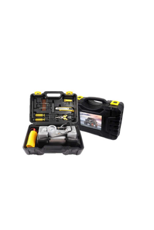 Double Cylinder Air Compressor With Emergency Tyre Repair Kit