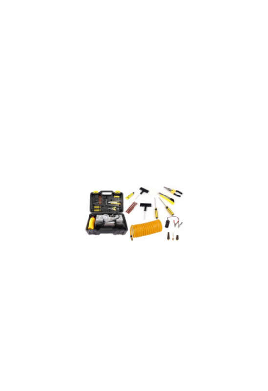 Double Cylinder Air Compressor With Emergency Tyre Repair Kit