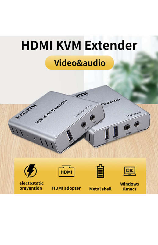 Hdmi Extender 60M Kvm Single Network Cable Transmits 1080P/60Hz Hd Signal Extender + Audio