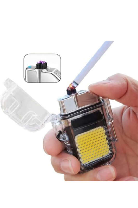 Rechargeable Mini Hook Flashlight with Windproof Multipurpose Lighter + Type C Charging Cord