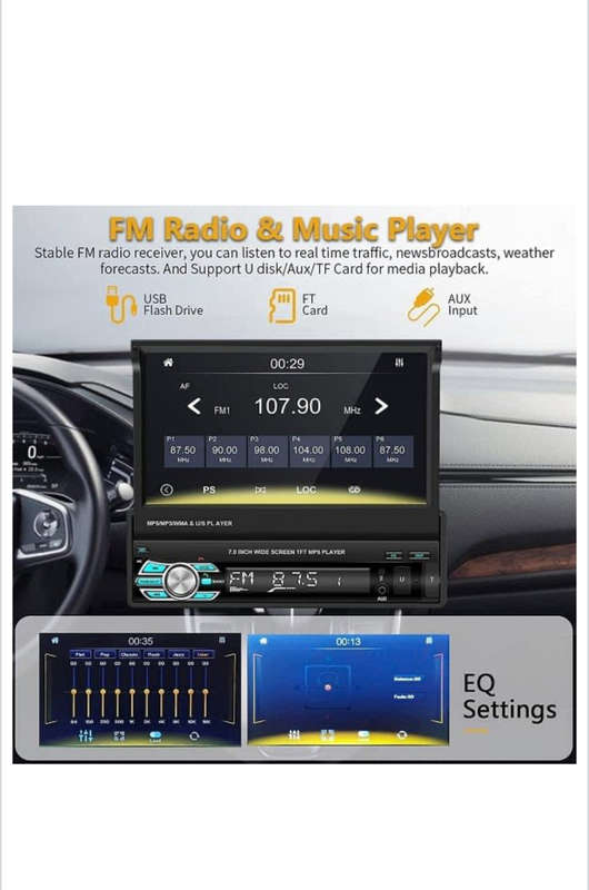 Pervoi 60watt x4 Universal 1DIN Car Audio System (Bluetooth/USB/AUX) with 7` Touch ScreenPervoi