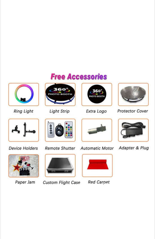 100cm RGB Fill Light Photo Booth Turning Led Camera Photo Spin Stand With Flight Case