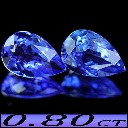 0.80CT TANTALIZING VIOLET BLUE TANZANITES - NATURAL PAIR OF TANZANIA EYE CLEAN PEARS