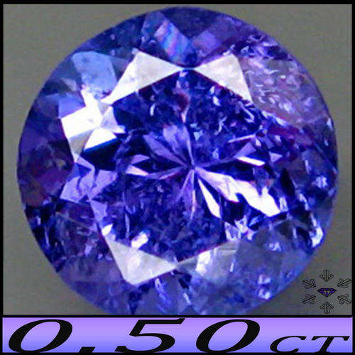 0.50CT TOP PURPLISH BLUE TANZANITE - 100% NATURAL BRILLIANT EYE CLEAN CLARITY ROUND