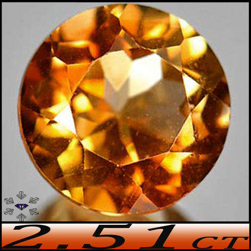 2.51CT IMPERIAL COGNAC TOPAZ [VS] - UNHEATED BRILLIANT ROUND DIAMOND CUT GEMSTONE