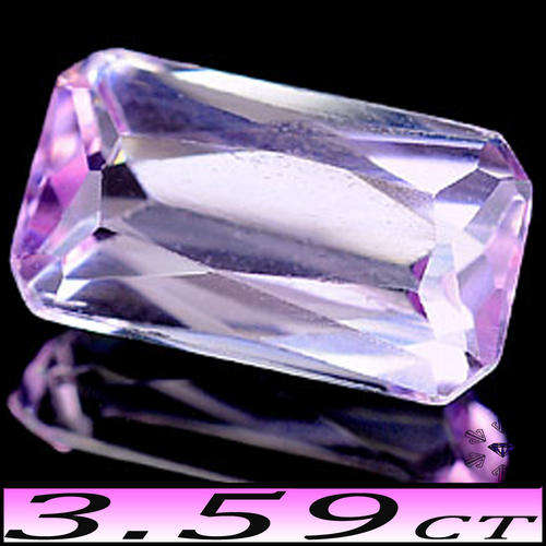 3.59CT NATURAL PURPLISH PINK KUNZITE [VVS] - PRECIOUS PAKISTAN OCTAGON SCISSOR GEMSTONE