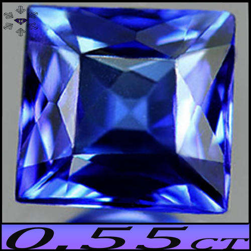 0.55CT SPARKLING SQUARE SCISSOR TANZANITE [VVS] - VIOLET INTENSE BLUE TOP CLARITY GEM