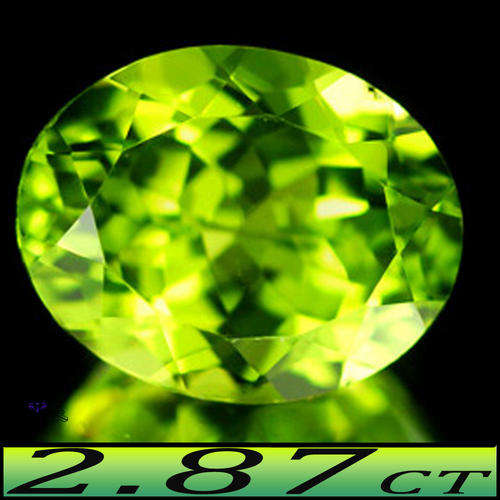 2.87CT NATURAL VIVID GREEN PERIDOT [VVS] - UNHEATED TOP CLARITY PERFECT OVAL GEMSTONE