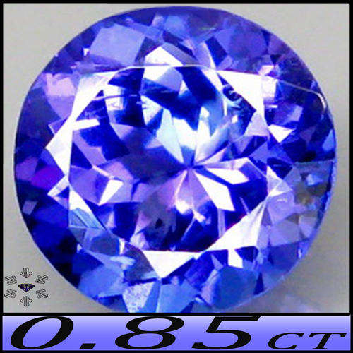 0.85CT INTENSE BLUE VIOLET TANZANITE - NATURAL FANCY BRILLIANT ROUND EYE CLEAN GEMSTONE