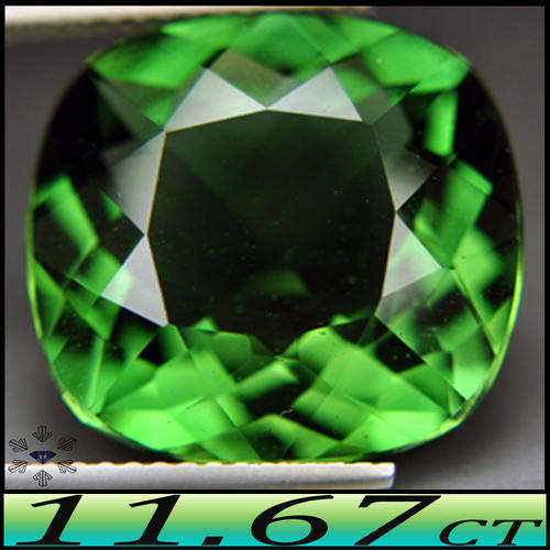 11.67CT GORGEOUS PERIDOT GREEN QUARTZ [VVS] - CLASIC CUSHION POLISHED BRAZILIAN GEM