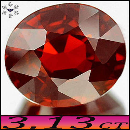3.13CT ORANGEY RED SPESSARTITE GARNET [VVS] - PERFECTED PAKISTAN, SHENGUS OVAL GEM