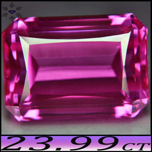 23.99CT VIVID SWEET PINK TOPAZ [VVS] - BRAZILIAN SCISSOR OCTAGON GEM (IRRADIATION ENHANCED)