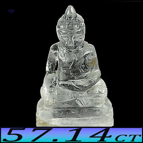 57.14CT WHITE QUARTZ BUDDHA CARVING - NATURAL UNHEATED HAND CRAFTED GEMTONE