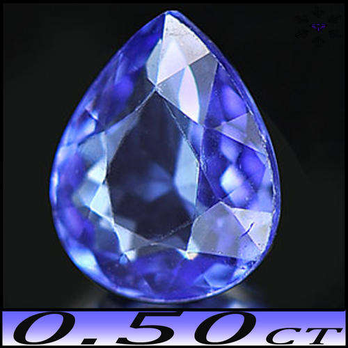 0.50CT VIOLET INTENSE BLUE TANZANITE [VVS] - NATURAL PERFECT POLISHED PEAR GEMSTONE