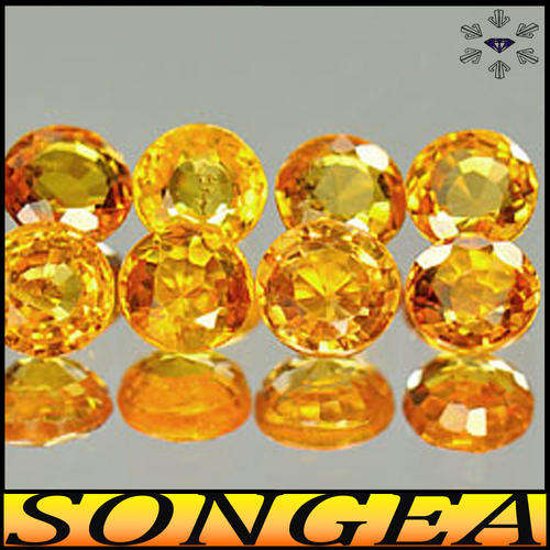 0.77ct Three Matching Songea Sapphires - VS - Calibrated Yellow Orange Rounds