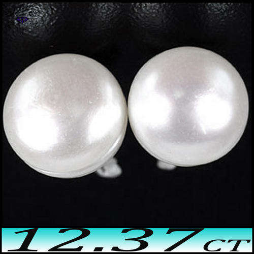12.37CT NATURAL UNHEATED SATIN WHITE PEARLS ~ ROUND THAILAND GEMS IN SILVER EARRINGS