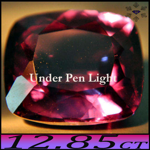 12.85CT RUSSIAN CZOCHRALSKI LAB ALEXANDRITE [VVS] PEACOCK BLUE GREEN ~ RASPBERRY CUSHION