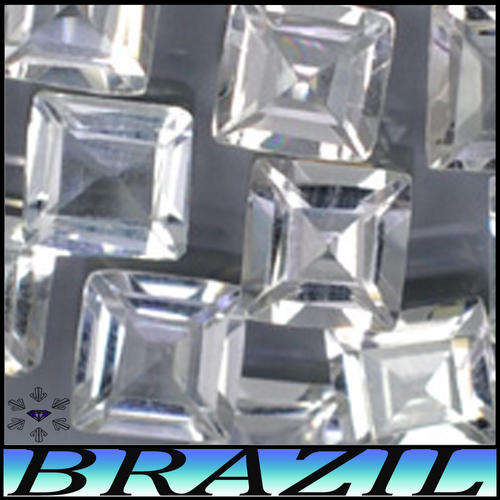 1.85CT MATCHING DIAMOND WHITE TOPAZ GEMS [VVS] - THREE NATURAL STEPPED SQUARES