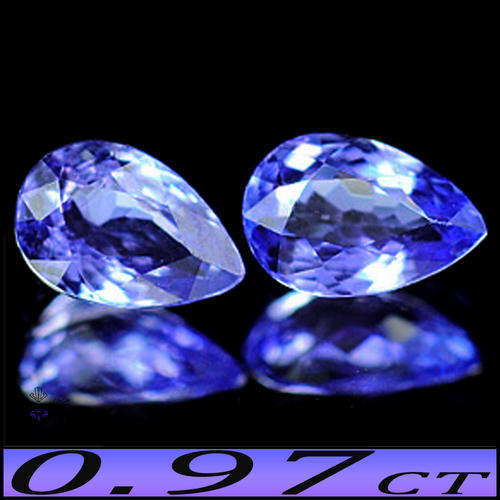 0.97CT FLAWLESS VIOLETISH BLUE TANZANITE PAIR [IF] - NATURAL MATCHING PRETTY PEAR GEMSTONES