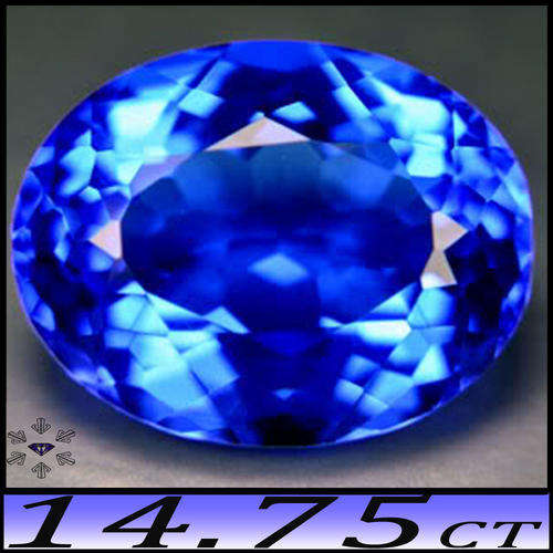 14.75CT TANZANITE BLUE COLOUR QUARTZ [VVS] - MULTI FACET BRAZILIAN OVAL HEATED GEM