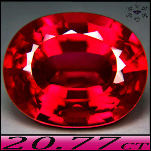 20.77CT PERSIAN PLUMB RED SYNTHETIC RUBY [VVS] - PERFECT CHATHAM CORUNDUM OVAL