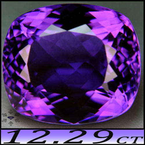 12.29CT PURPLE AFRICAN AMETHYST [VVS] - FANCY FACETED CUSHION POLISHED GEMSTONE