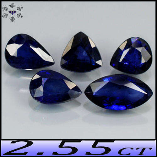 2.55CT DEEP ROYAL BLUE SAPPHIRE MIXED PARCEL [VVS-VS] - FIVE GENTLY HEATED THAILAND GEMS
