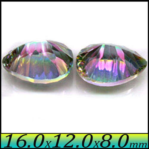 MYSTIC RAINBOW QUARTZ VIVID RED AND PURPLE FIRE GREEN CONCAVE POLISHED OVAL.